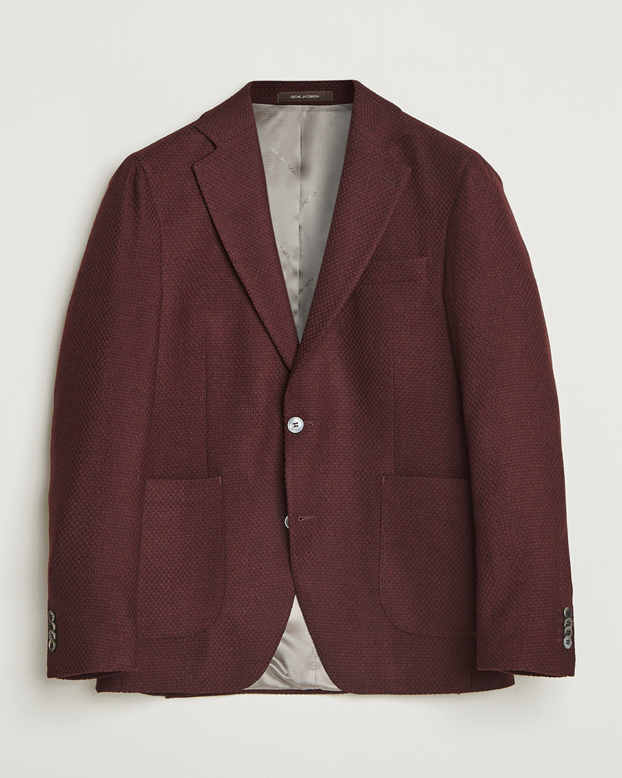 Herren | Sakkos | Oscar Jacobson | Fogerty Patch Structured Wool Blazer Wine