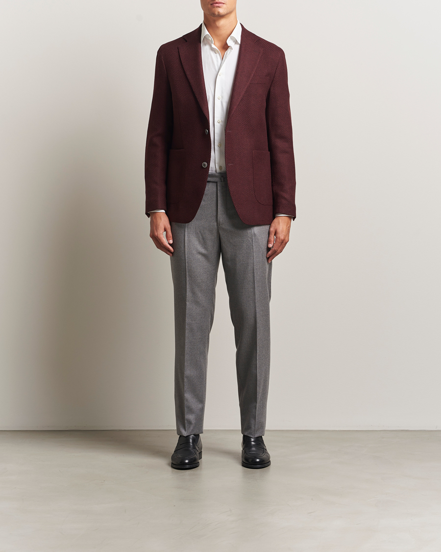 Herren | Sakkos | Oscar Jacobson | Fogerty Patch Structured Wool Blazer Wine