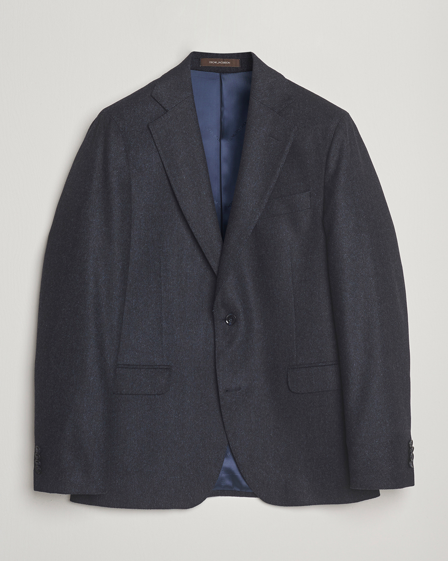 Herren | Sakkos | Oscar Jacobson | Fogerty Herringbone Tweed Blazer Navy