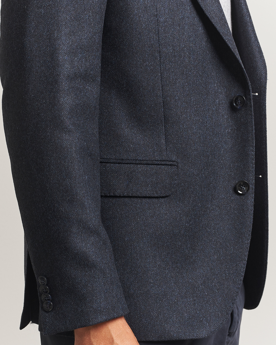 Herren | Sakkos | Oscar Jacobson | Fogerty Herringbone Tweed Blazer Navy