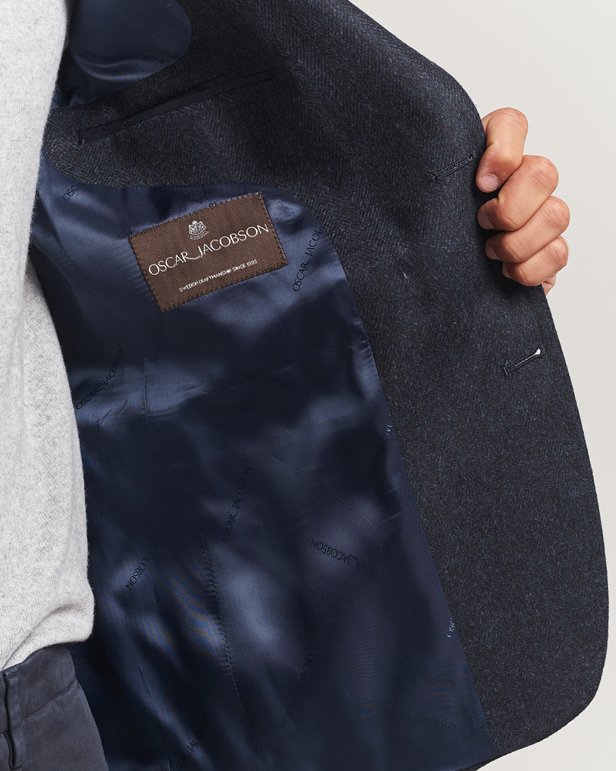Herren | Sakkos | Oscar Jacobson | Fogerty Herringbone Tweed Blazer Navy