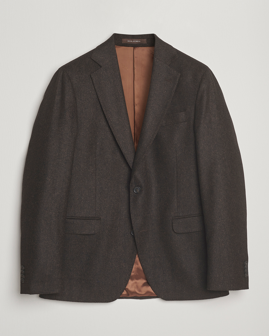 Herren | Sakkos | Oscar Jacobson | Fogerty Herringbone Tweed Blazer Brown