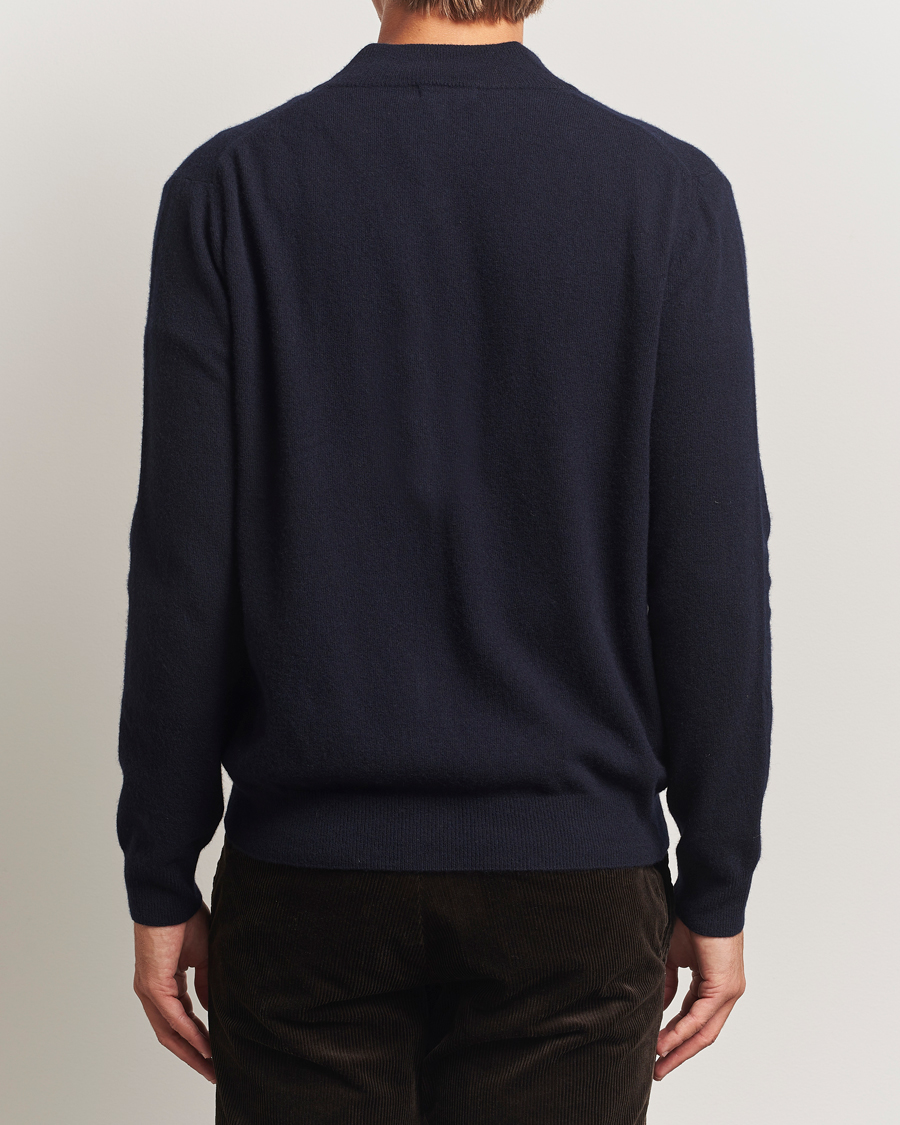 Herren | Pullover | Oscar Jacobson | Seb Wool/Cashmere Full Zip Navy