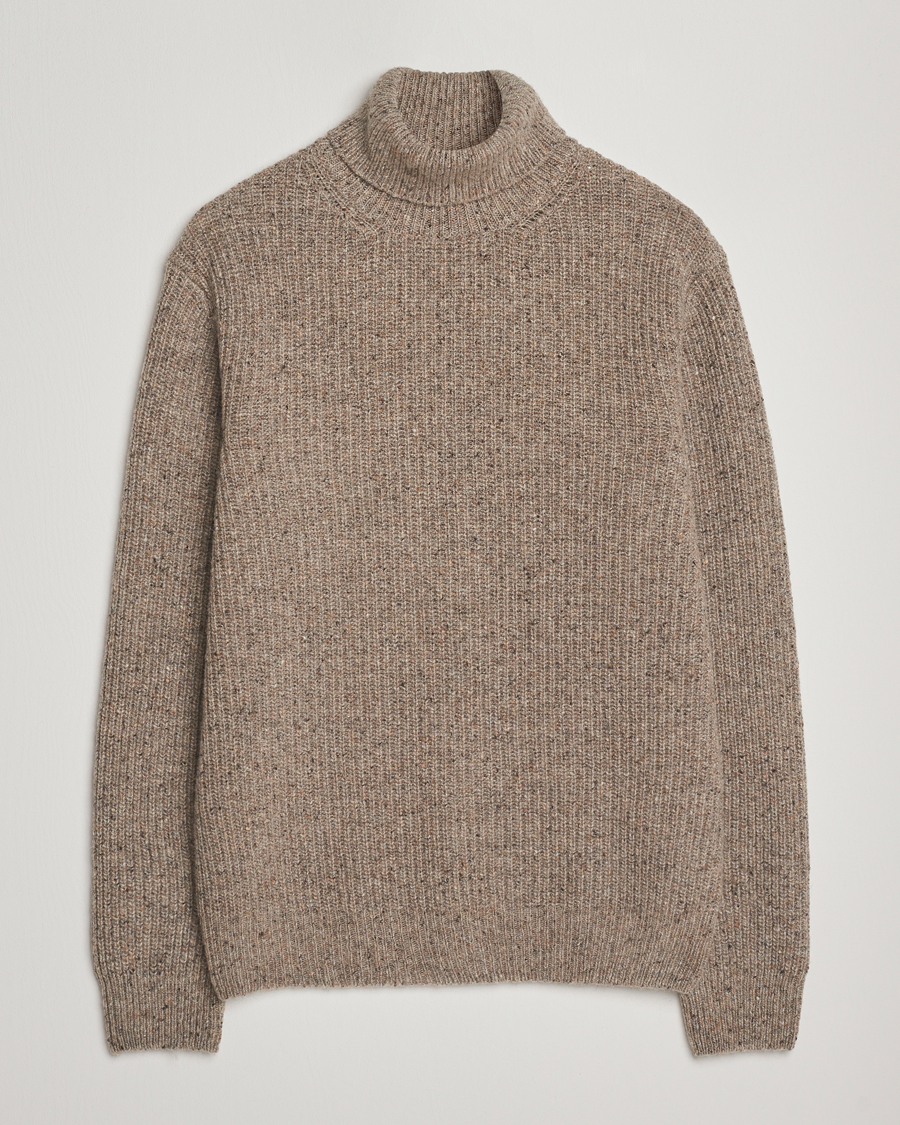 Herren | Pullover | Oscar Jacobson | Mika Heavy Merino Rollneck Beige
