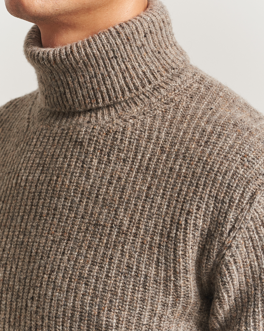 Herren | Pullover | Oscar Jacobson | Mika Heavy Merino Rollneck Beige