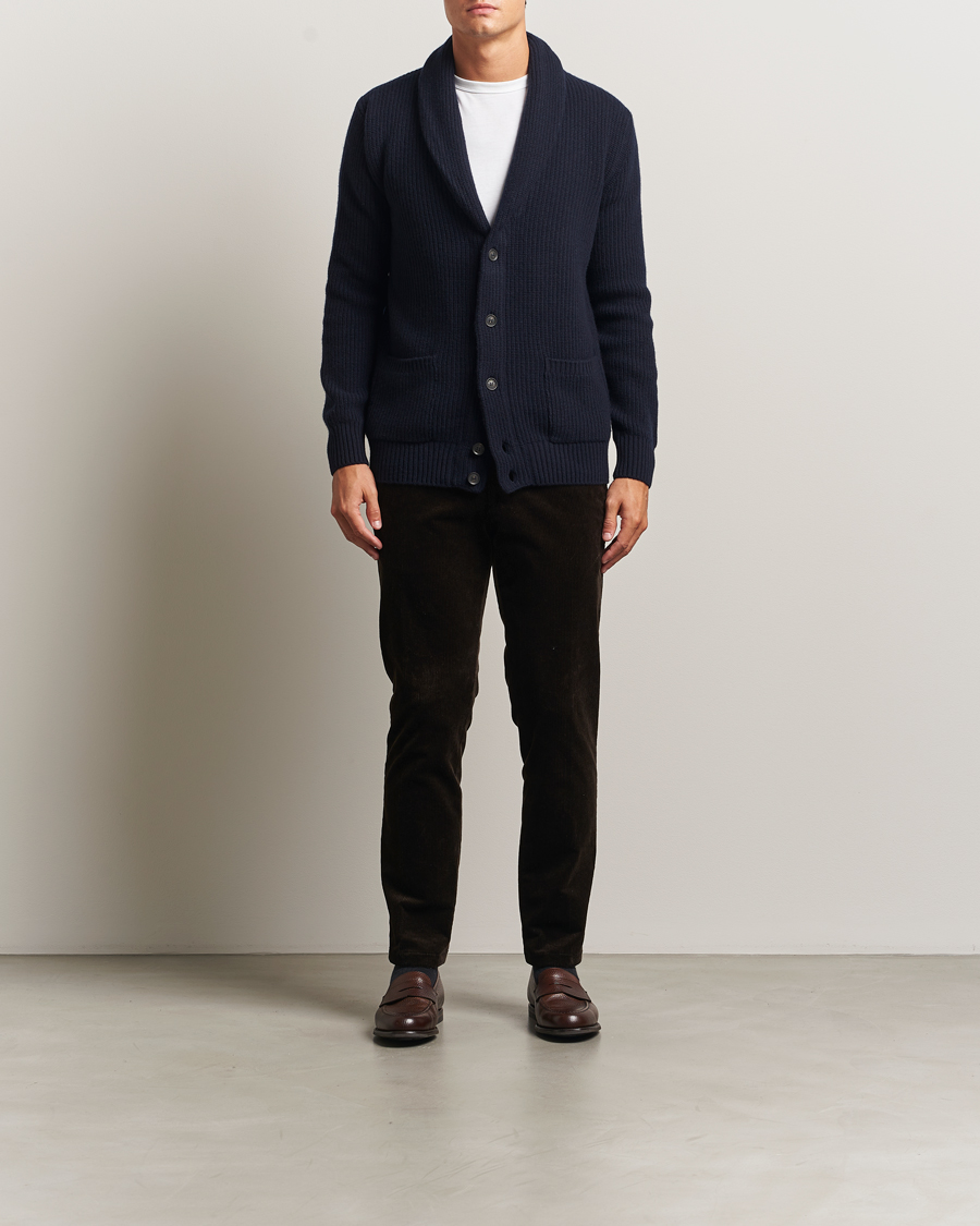 Herren | Pullover | Oscar Jacobson | Roland Wool Cardigan Navy
