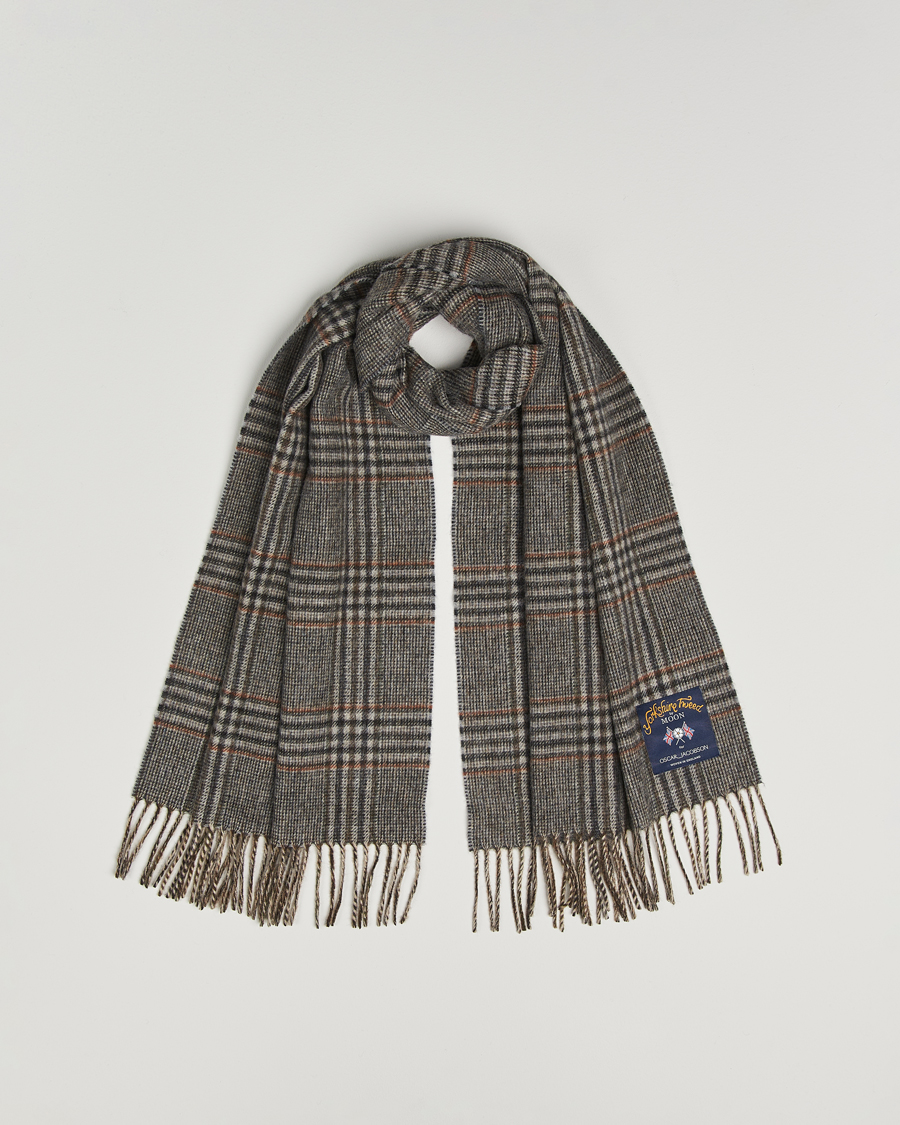 Herren | Oscar Jacobson Checked Moon Tweed Wool Scarf Brown | Oscar Jacobson | Checked Moon Tweed Wool Scarf Brown