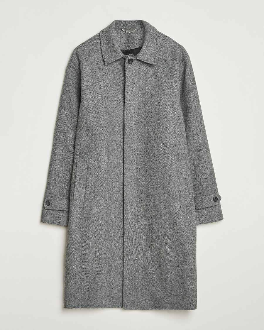 Herren | Jacken | Palmes | Herringbone Wool Coat Charcoal