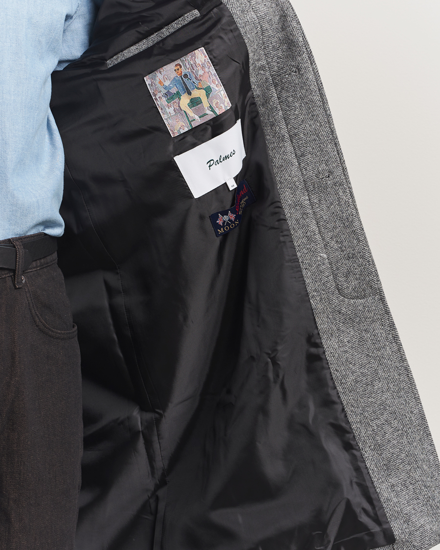 Herren | Jacken | Palmes | Herringbone Wool Coat Charcoal