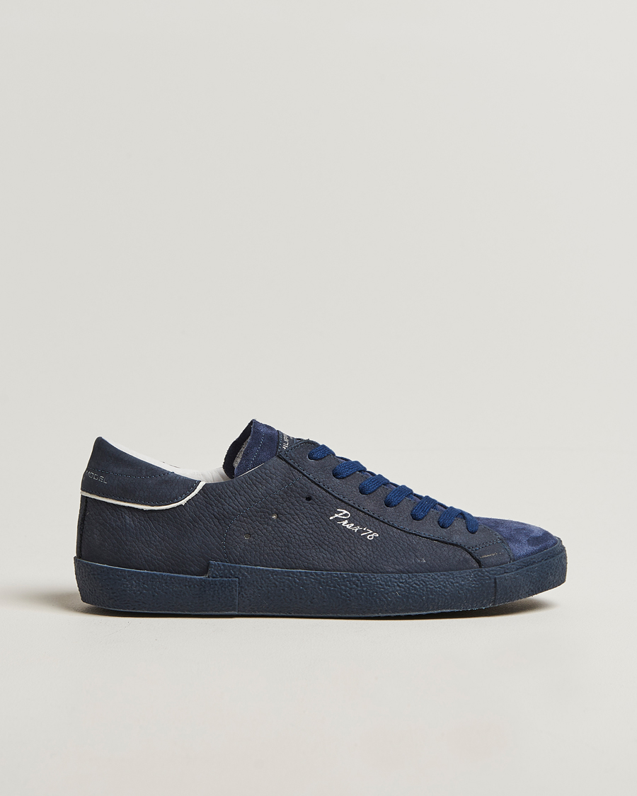 Herren | Philippe Model Prsx Low Top Vintage Leather Sneakers Navy | Philippe Model | Prsx Low Top Vintage Leather Sneakers Navy