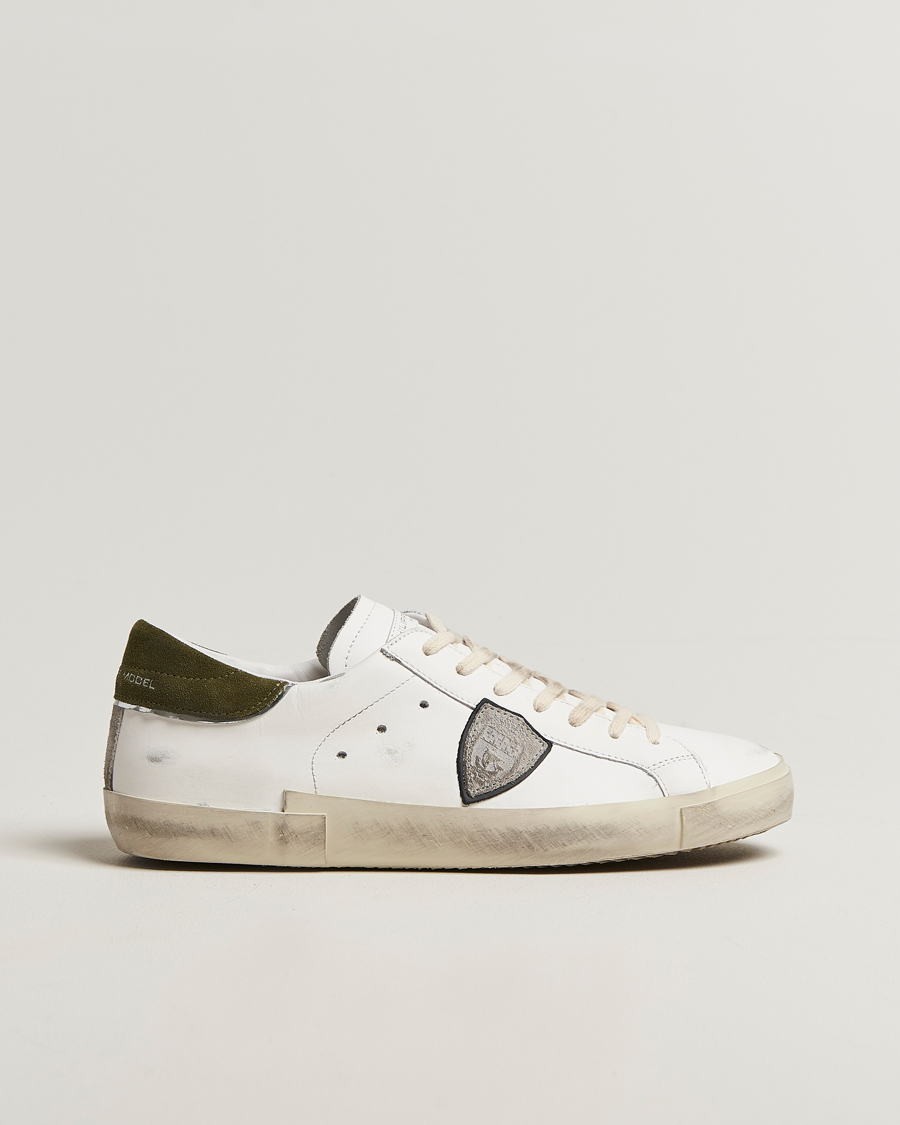 Herren | Sneaker | Philippe Model | Prsx Low Top Mix Leather Sneakers White/Green