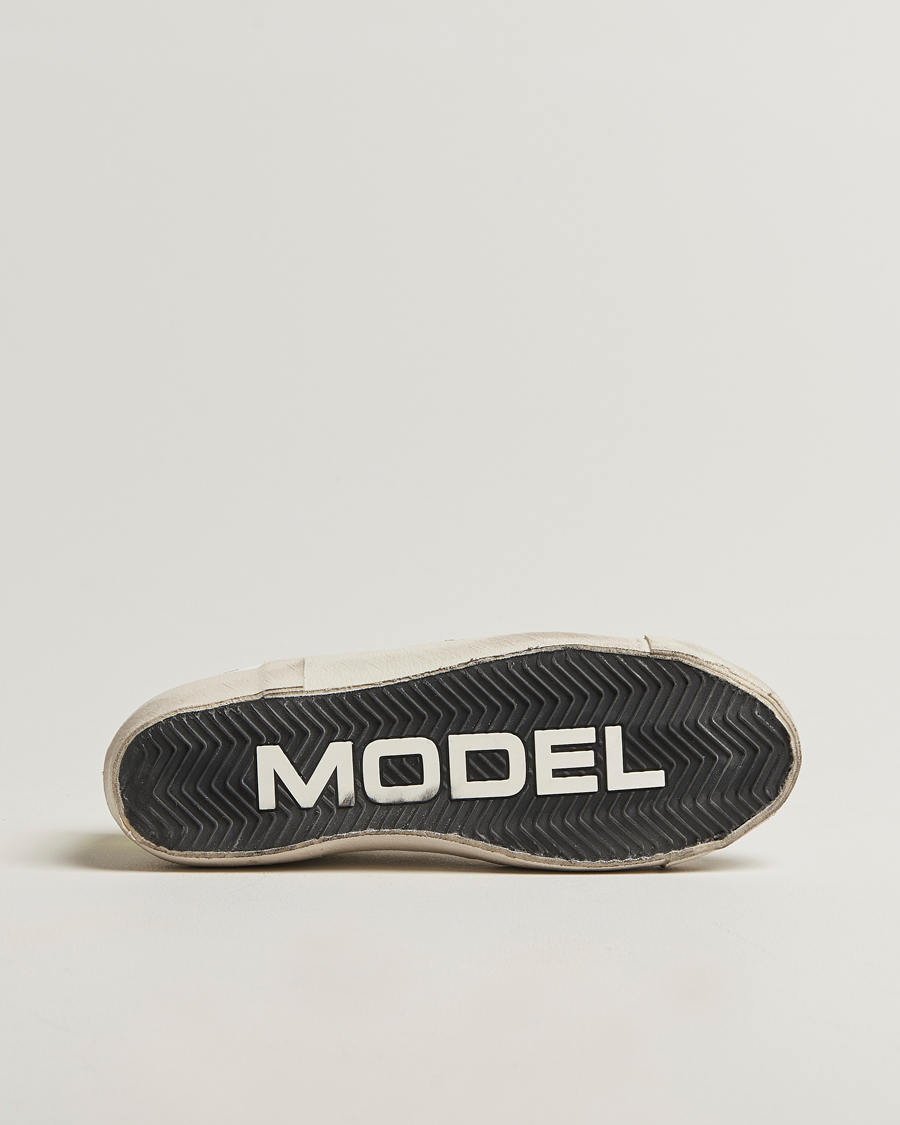 Herren | Philippe Model Prsx Low Top Vintage Mix Leather Sneakers White/Military | Philippe Model | Prsx Low Top Vintage Mix Leather Sneakers White/Military