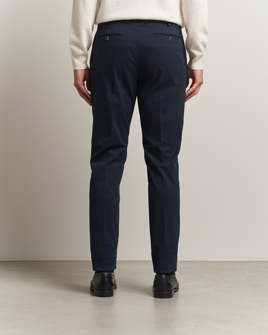 Herren | Hosen | PT01 | Slim Fit Pleated Cotton/Cashmere Trousers Navy