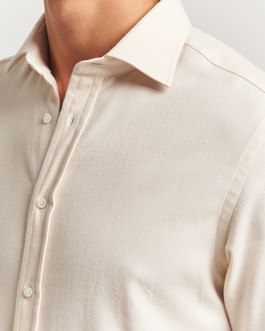 Herren | Hemden | Ralph Lauren Purple Label | Cotton Flannel Shirt Cream Melange