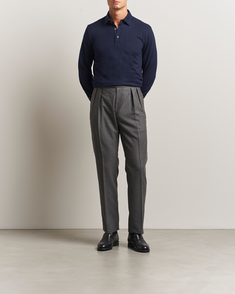 Herren | Poloshirts | Ralph Lauren Purple Label | Long Sleeve Polo Shirt Navy