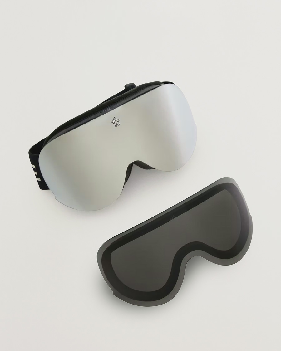 Herren | Sonnenbrillen | Moncler Lunettes | 0ME8017 Ski Goggles Black/Silver