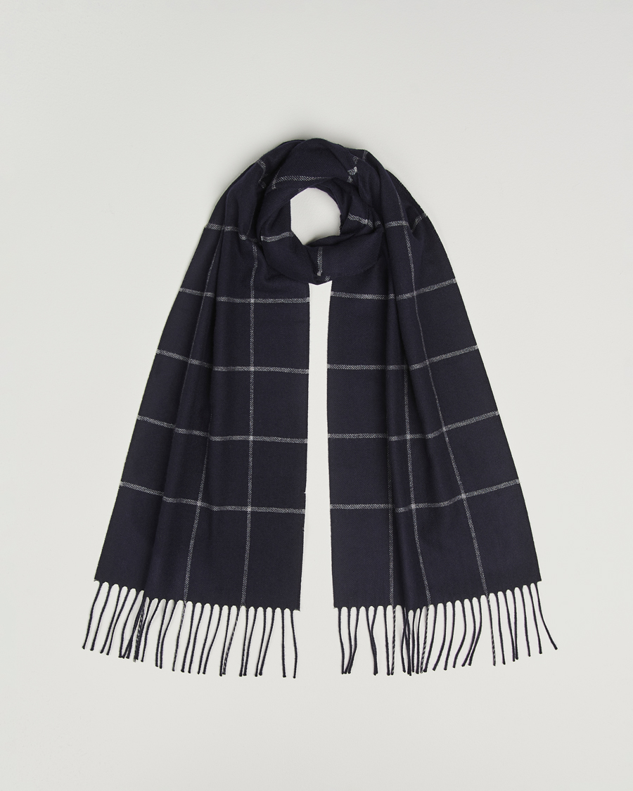 Herren | Piacenza Cashmere Cashmere/Silk Window Pane Scarf Navy | Piacenza Cashmere | Cashmere/Silk Window Pane Scarf Navy