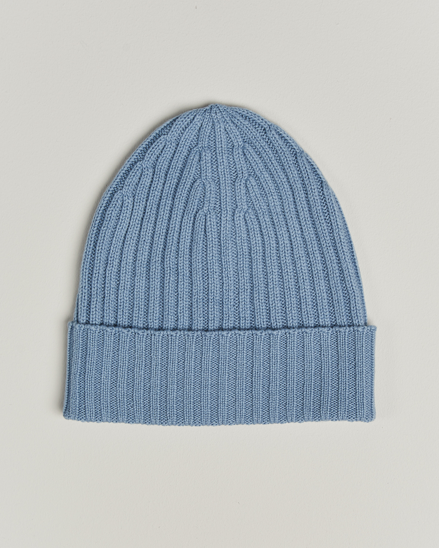 Herren | Mützen | Piacenza Cashmere | Ribbed Cashmere Beanie Sky Blue