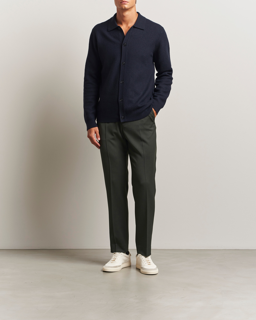 Herren | Hosen | Filippa K | Theo Relaxed Wool Trousers Green Melange