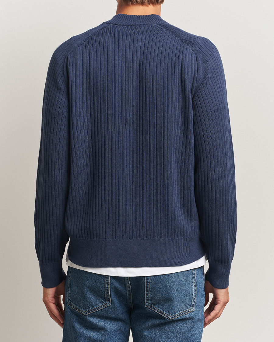 Herren | Pullover | Filippa K | Cotton Merino Knitted Mock Neck Sweater Dusk Blue