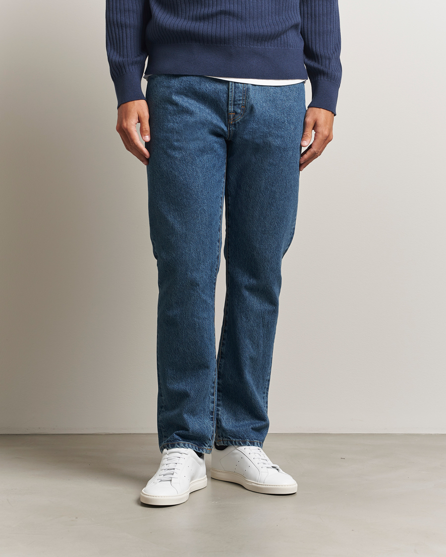 Herren | Hosen | Filippa K | Tapered Cropped Jeans Washed Mid Blue