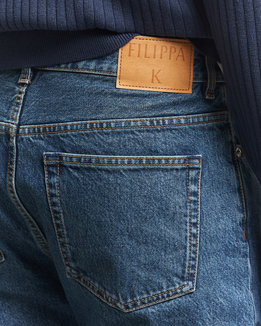 Herren | Hosen | Filippa K | Tapered Cropped Jeans Washed Mid Blue