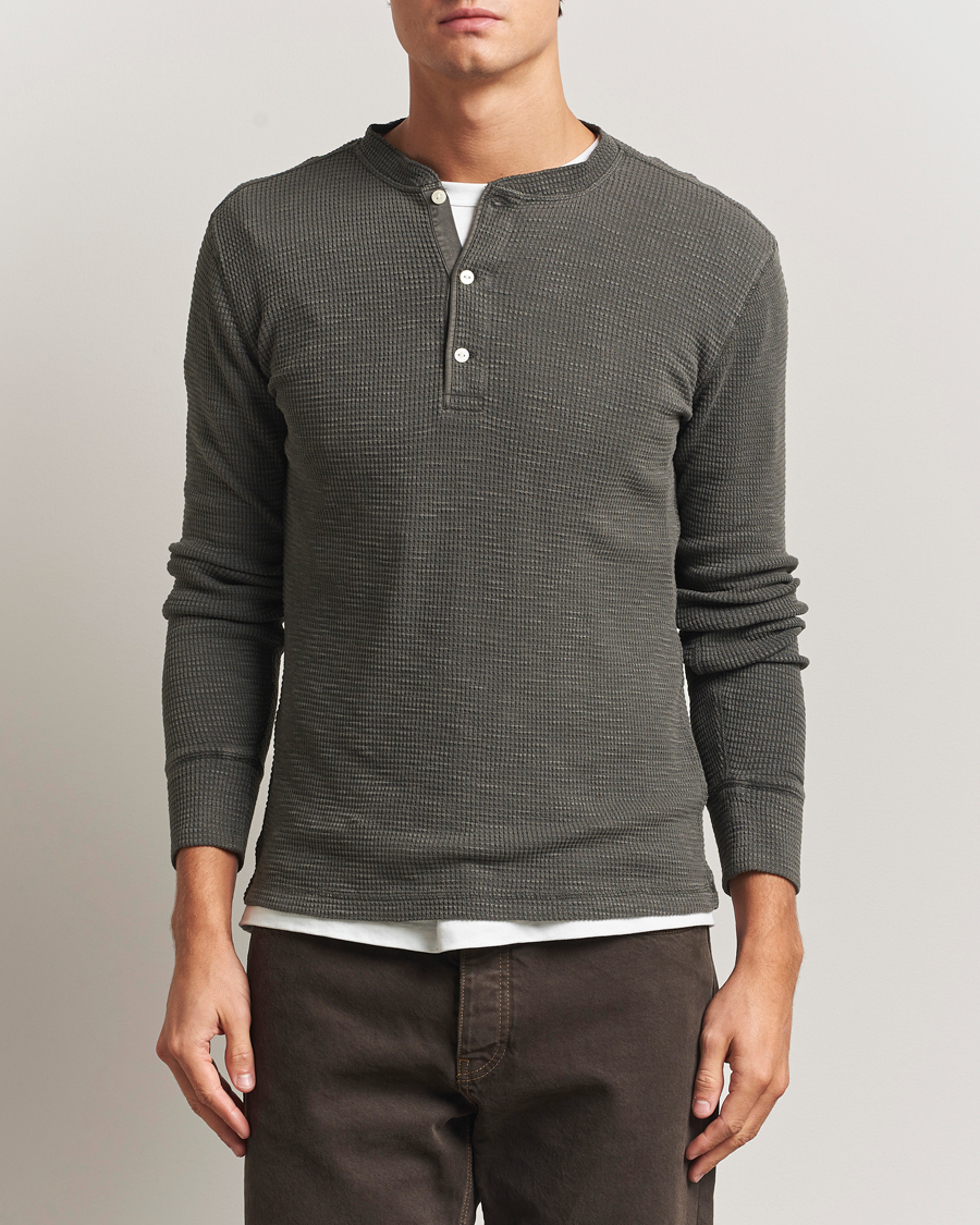 Herren | Pullover | RRL | Long Sleeve Henley Faded Black