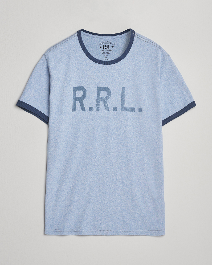 Herren | T-Shirts | RRL | Stencil Ringer T-Shirt Light Blue Heather