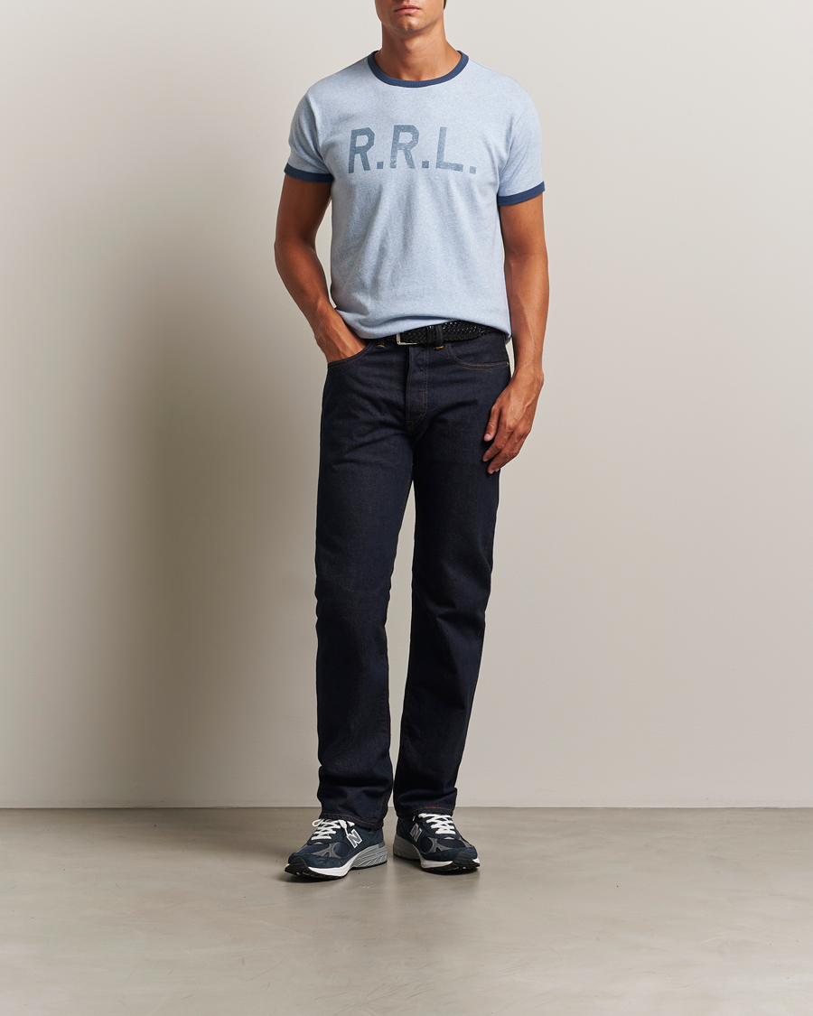Herren | T-Shirts | RRL | Stencil Ringer T-Shirt Light Blue Heather