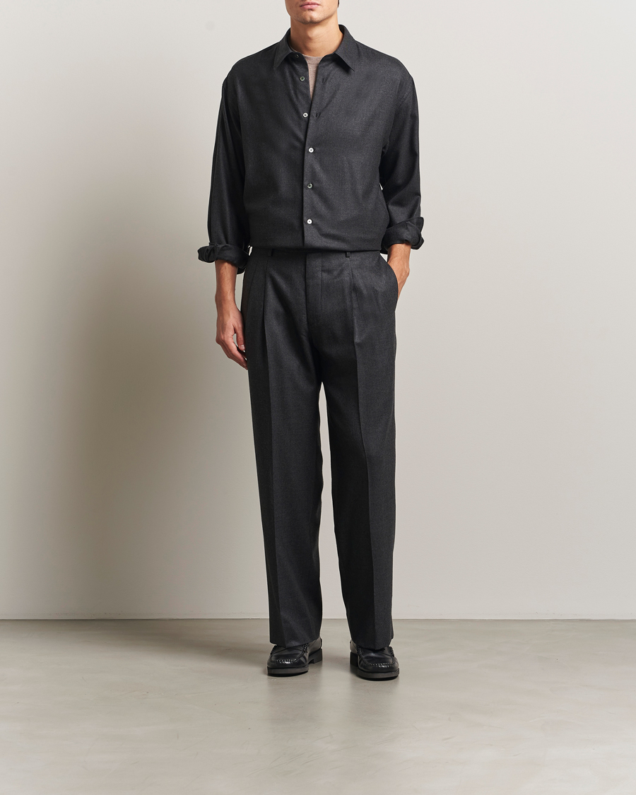 Herren | Hosen | Auralee | Superlight Flannel Slacks Charcoal