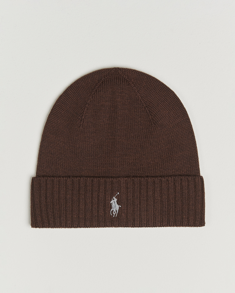 Herren | Polo Ralph Lauren Merino Beanie Brown Melange | Polo Ralph Lauren | Merino Beanie Brown Melange