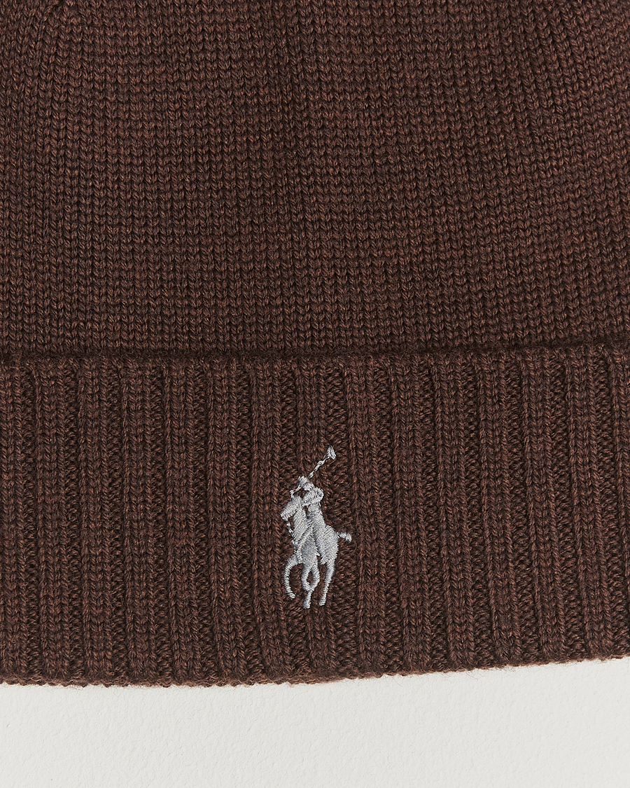 Herren | Polo Ralph Lauren Merino Beanie Brown Melange | Polo Ralph Lauren | Merino Beanie Brown Melange