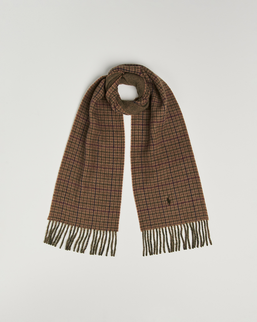 Herren | Polo Ralph Lauren Wool Blend Scarf Olive Check | Polo Ralph Lauren | Wool Blend Scarf Olive Check