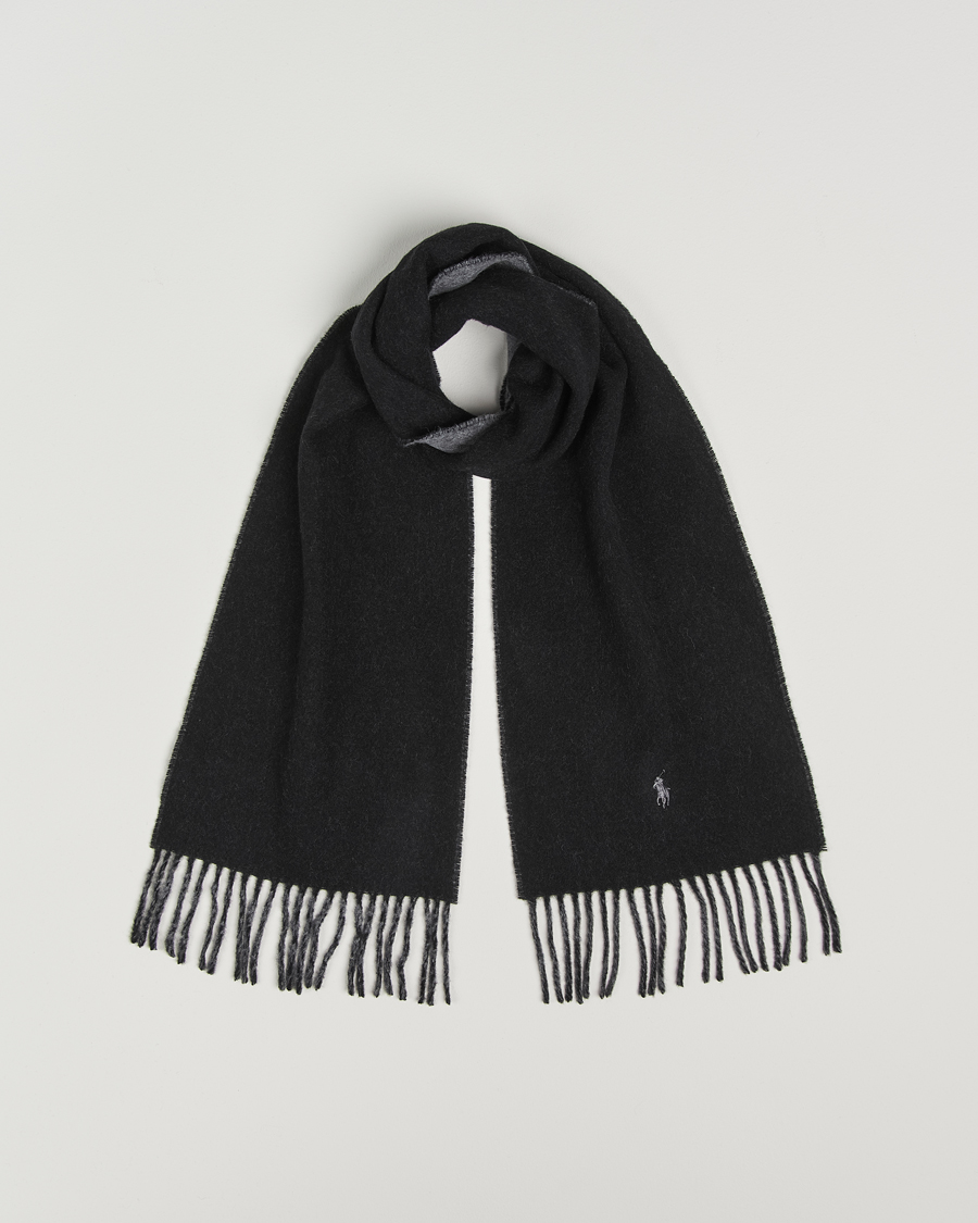 Herren | Polo Ralph Lauren Reversible Wool Scarf Polo Black/Grey | Polo Ralph Lauren | Reversible Wool Scarf Polo Black/Grey
