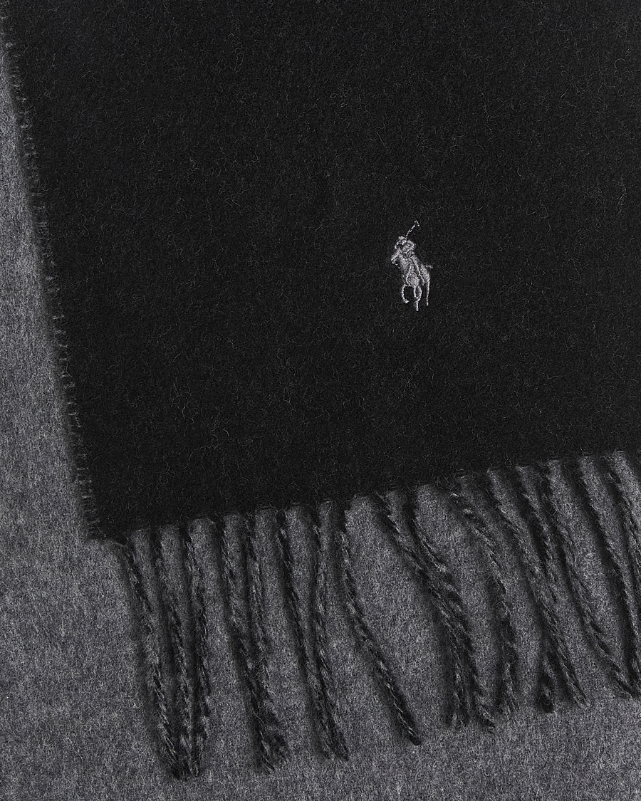 Herren | Polo Ralph Lauren Reversible Wool Scarf Polo Black/Grey | Polo Ralph Lauren | Reversible Wool Scarf Polo Black/Grey