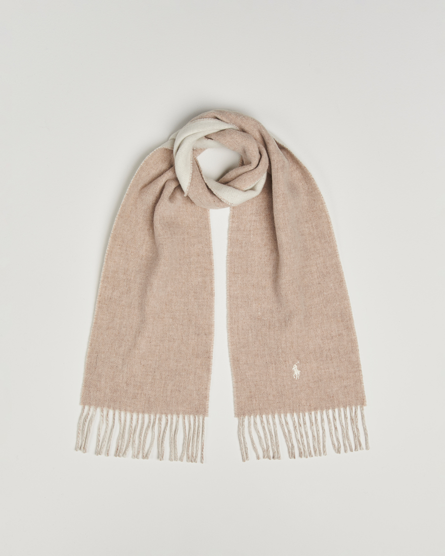 Herren | Polo Ralph Lauren Reversible Wool Scarf Taupe/Winter Cream | Polo Ralph Lauren | Reversible Wool Scarf Taupe/Winter Cream