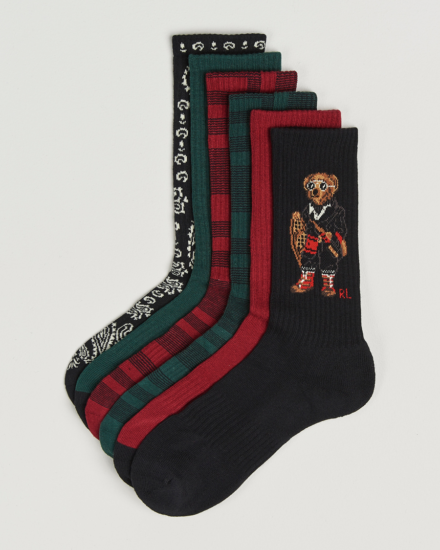 Herren | Unterwäsche | Polo Ralph Lauren | 6-Pack Crew Sock Red/Green/Black