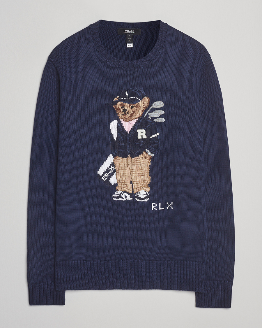 Herren | Pullover | RLX Ralph Lauren | Cotton Crew Neck Bear Sweater Refined Navy