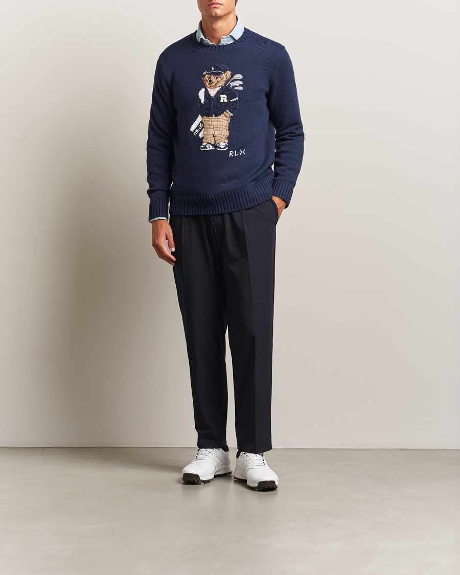 Herren | Pullover | RLX Ralph Lauren | Cotton Crew Neck Bear Sweater Refined Navy
