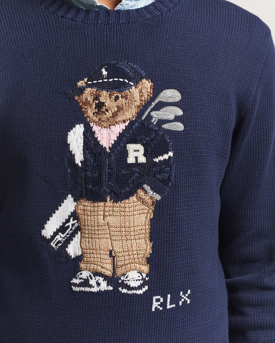 Herren | Pullover | RLX Ralph Lauren | Cotton Crew Neck Bear Sweater Refined Navy
