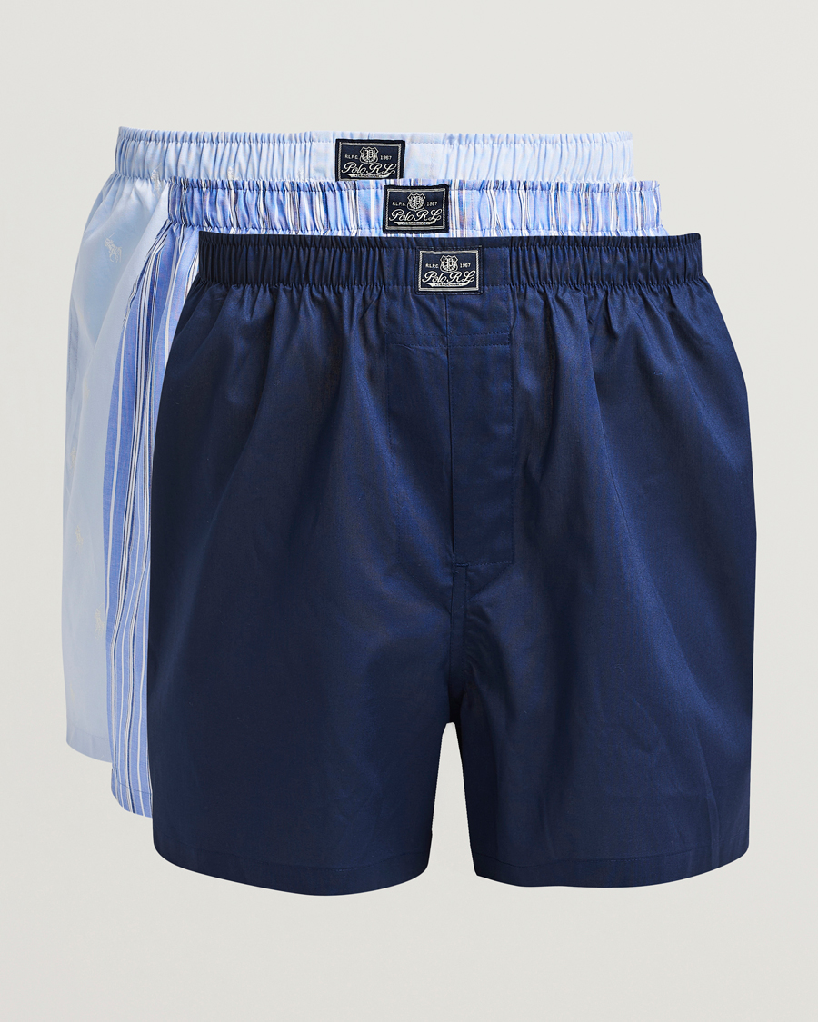 Herren | Unterwäsche | Polo Ralph Lauren | 3-Pack Woven Boxer Blue/Navy/Blue Stripe