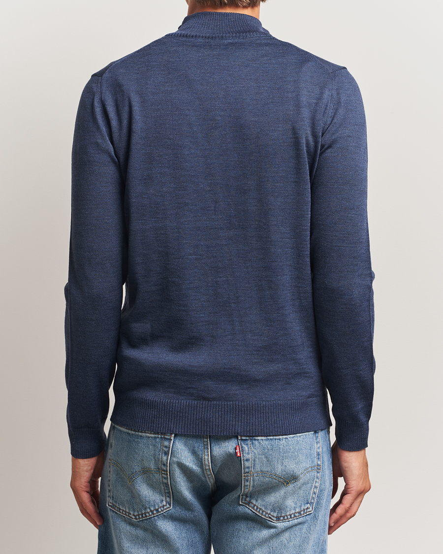 Herren | Pullover | Stenströms | Merino Half-Zip Denim Blue