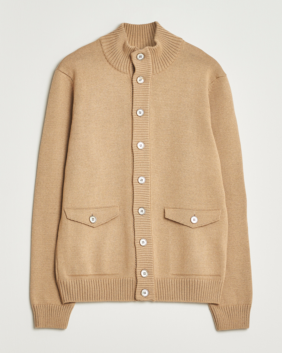 Herren | Pullover | Stenströms | Chunky Knitted Merino Cardigan Beige