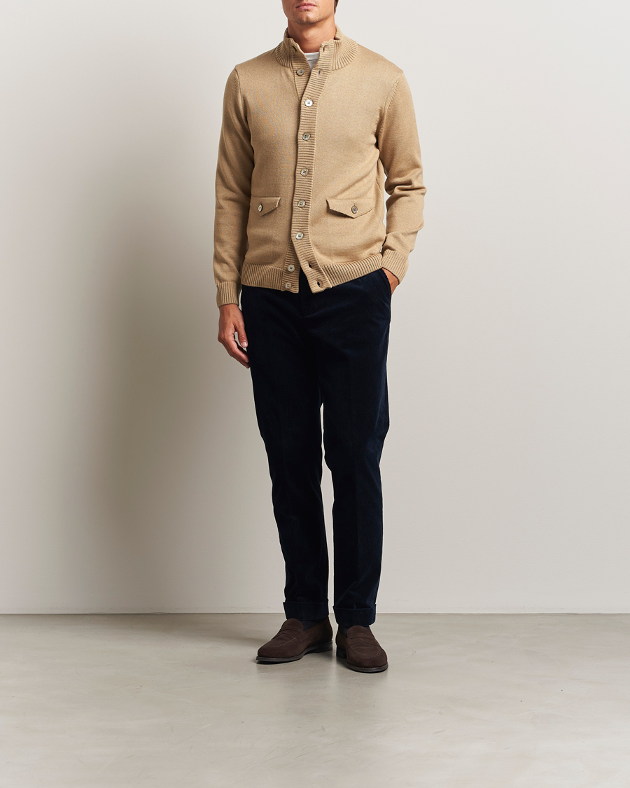 Herren | Pullover | Stenströms | Chunky Knitted Merino Cardigan Beige