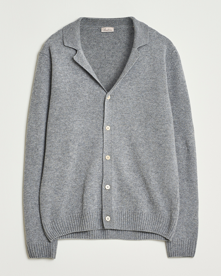 Herren | Pullover | Stenströms | Brushed Merino Cardigan Grey