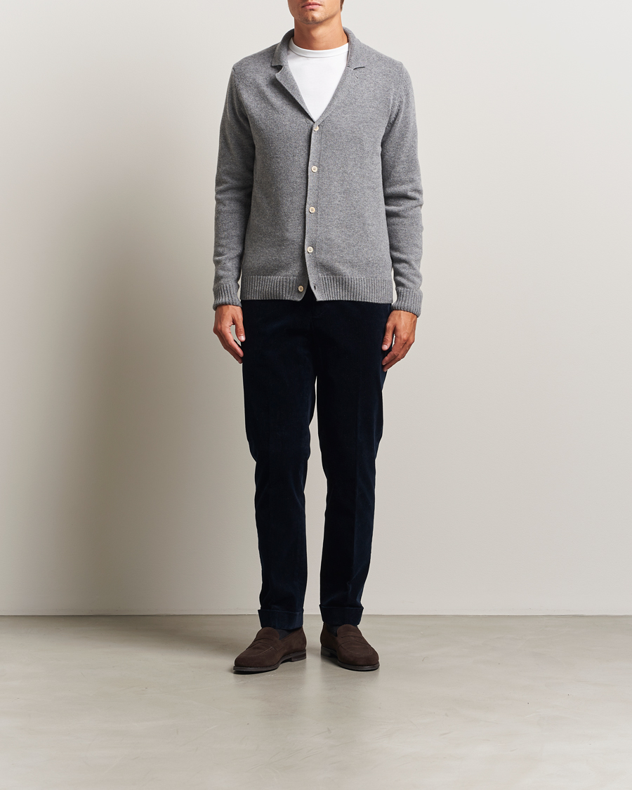 Herren | Pullover | Stenströms | Brushed Merino Cardigan Grey