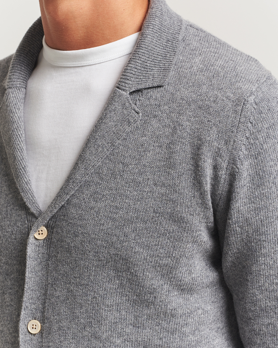 Herren | Pullover | Stenströms | Brushed Merino Cardigan Grey