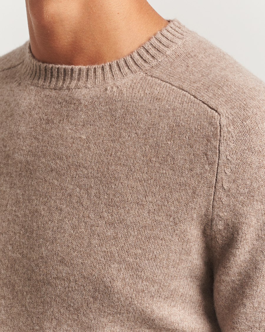 Herren | Pullover | Stenströms | Knitted Yak/Merino Crew Neck Light Brown