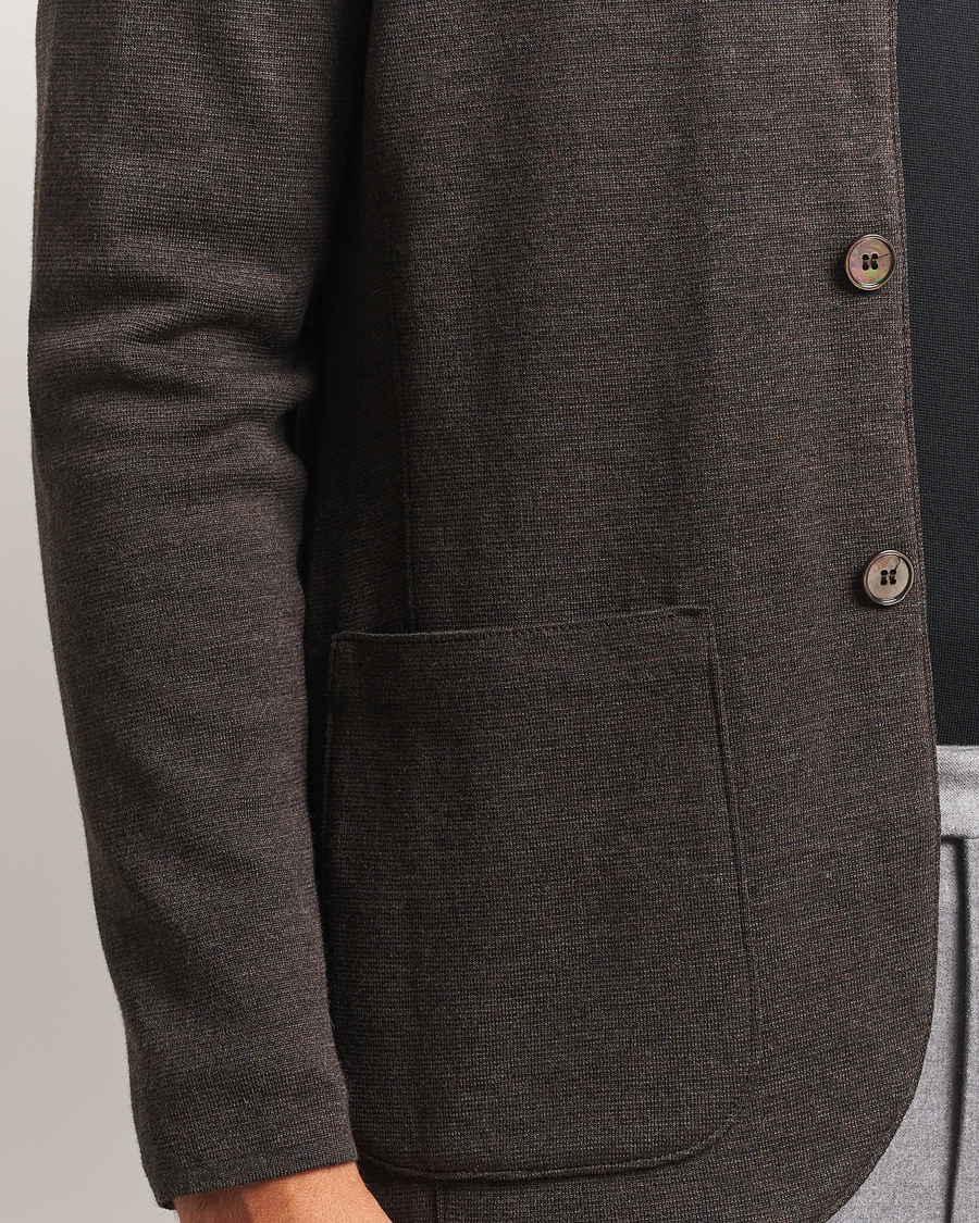 Herren | Sakkos | Stenströms | Milano Knitted Merino Blazer Dark Brown