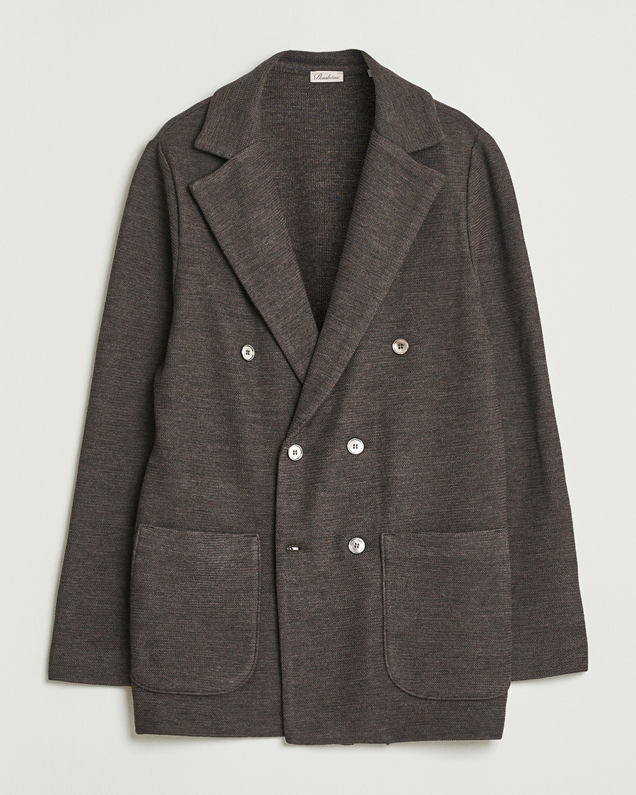 Herren | Sakkos | Stenströms | Milano Knitted DB Textured Blazer Dark Brown